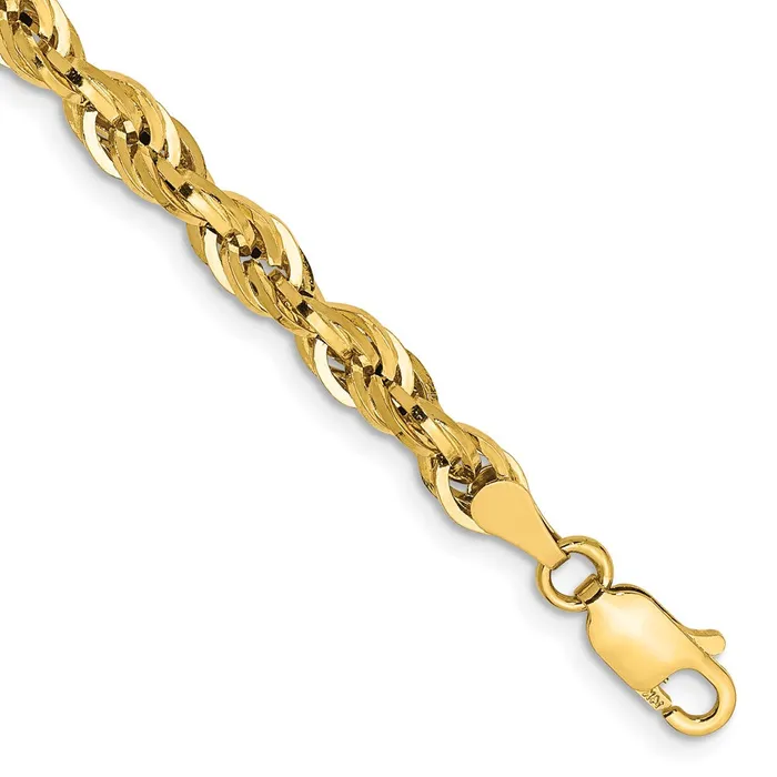 Bracelets Qgold 10k Yellow Gold 425 mm SemiSolid Rope Bracelet 209 grams Bracelets Qgold 10k Yellow Gold 425 mm SemiSolid Rope Bracelet 209 grams