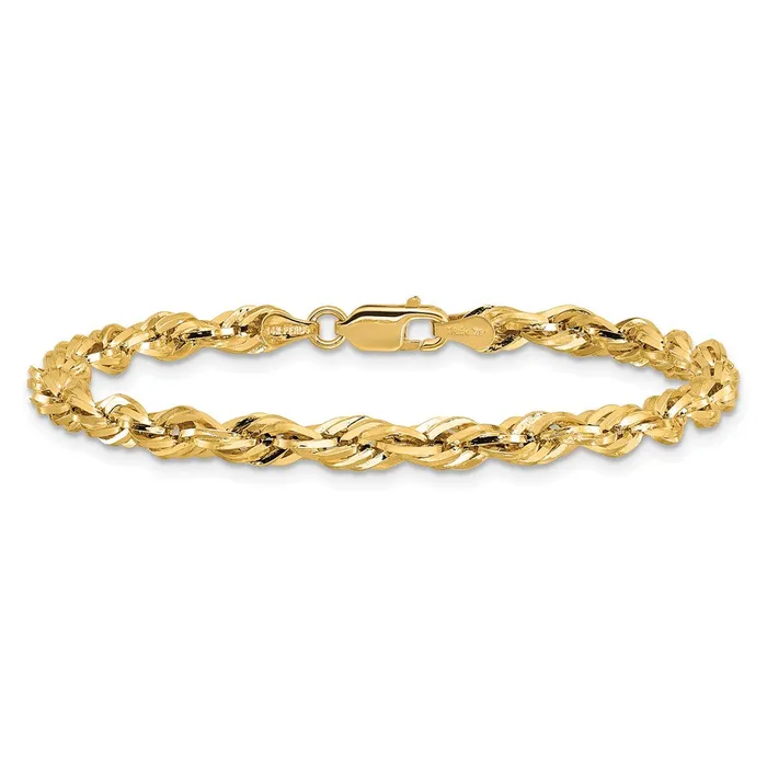 Bracelets Qgold 10k Yellow Gold 425 mm SemiSolid Rope Bracelet 209 grams Bracelets Qgold 10k Yellow Gold 425 mm SemiSolid Rope Bracelet 209 grams