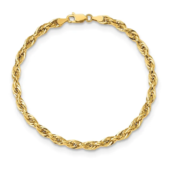 Bracelets Qgold 10k Yellow Gold 425 mm SemiSolid Rope Bracelet 209 grams Bracelets Qgold 10k Yellow Gold 425 mm SemiSolid Rope Bracelet 209 grams