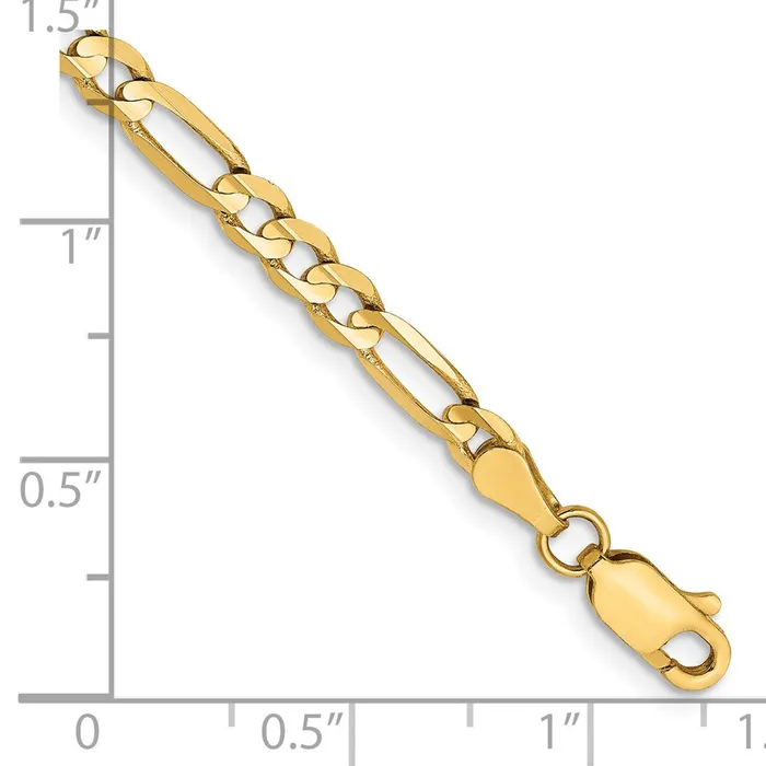 Bracelets Qgold 14k 4mm Concave Open Figaro Chain Bracelet 339 grams Bracelets Qgold 14k 4mm Concave Open Figaro Chain Bracelet 339 grams