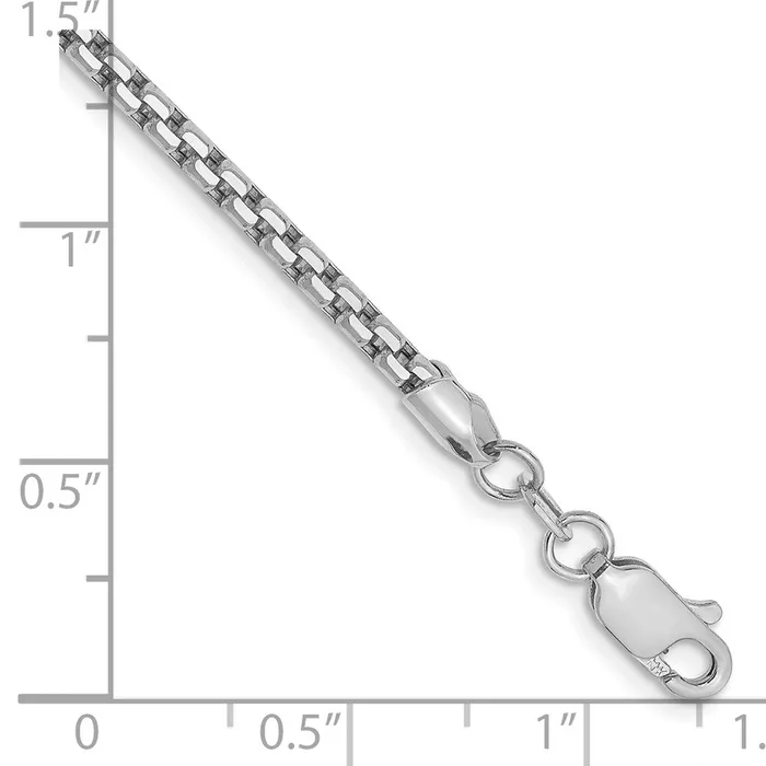Bracelets Qgold 14k WG 245mm SemiSolid Round Box Chain Bracelet 258 grams Bracelets Qgold 14k WG 245mm SemiSolid Round Box Chain Bracelet 258 grams