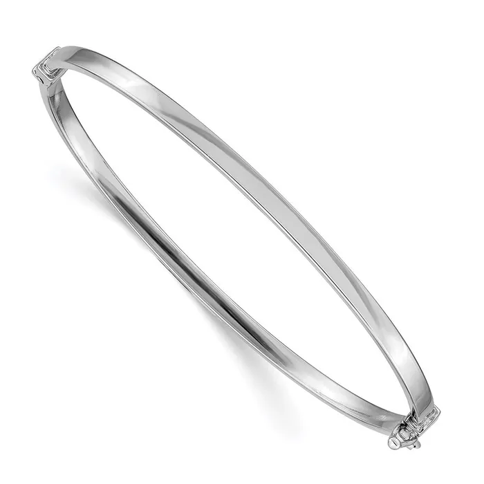 Bracelets Qgold 14k White Gold 3 mm Polished Hinged Bangle Bracelet 348 grams Bracelets Qgold 14k White Gold 3 mm Polished Hinged Bangle Bracelet 348 grams