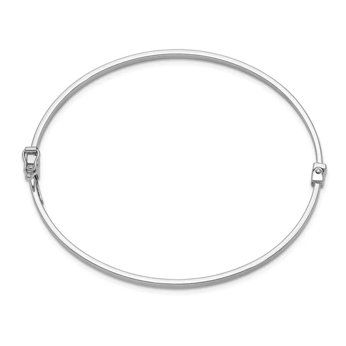 Bracelets Qgold 14k White Gold 3 mm Polished Hinged Bangle Bracelet 348 grams Bracelets Qgold 14k White Gold 3 mm Polished Hinged Bangle Bracelet 348 grams