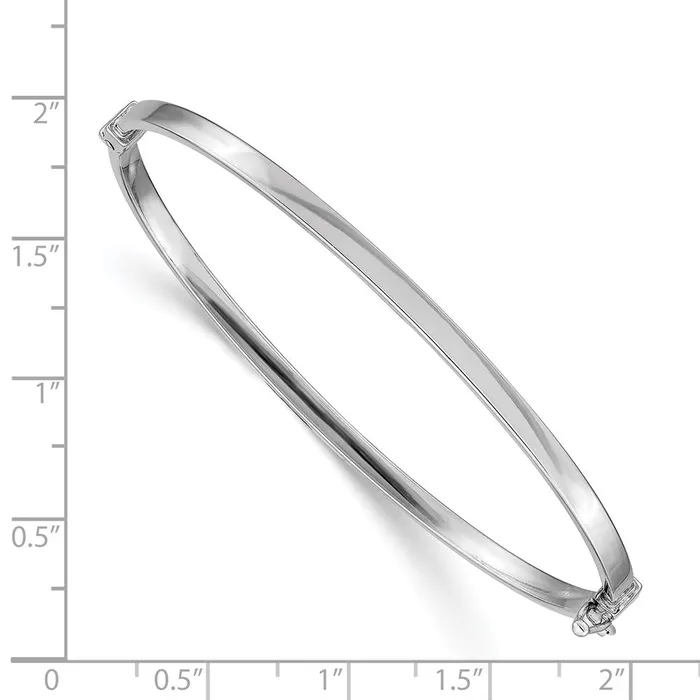 Bracelets Qgold 14k White Gold 3 mm Polished Hinged Bangle Bracelet 348 grams Bracelets Qgold 14k White Gold 3 mm Polished Hinged Bangle Bracelet 348 grams
