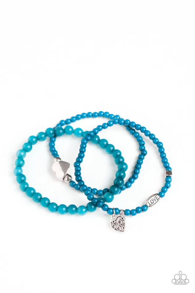 Bracelets Really Romantic Blue Bead Silver Heart Stretchy Bracelet Set Paparazzi Paparazzi Accessories Bracelets Really Romantic Blue Bead Silver Heart Stretchy Bracelet Set Paparazzi Paparazzi Accessories