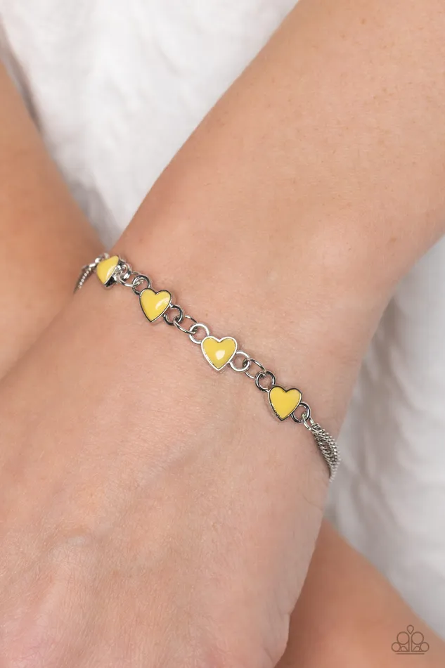 Bracelets Smitten Sweethearts Yellow Heart Silver Bracelet Paparazzi Paparazzi Accessories
