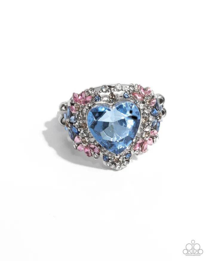 Bursting with Beauty Blue Heart Gem Pink Rhinestone Silver Ring Paparazzi Paparazzi Accessories Rings Bursting with Beauty Blue Heart Gem Pink Rhinestone Silver Ring Paparazzi Paparazzi Accessories Rings