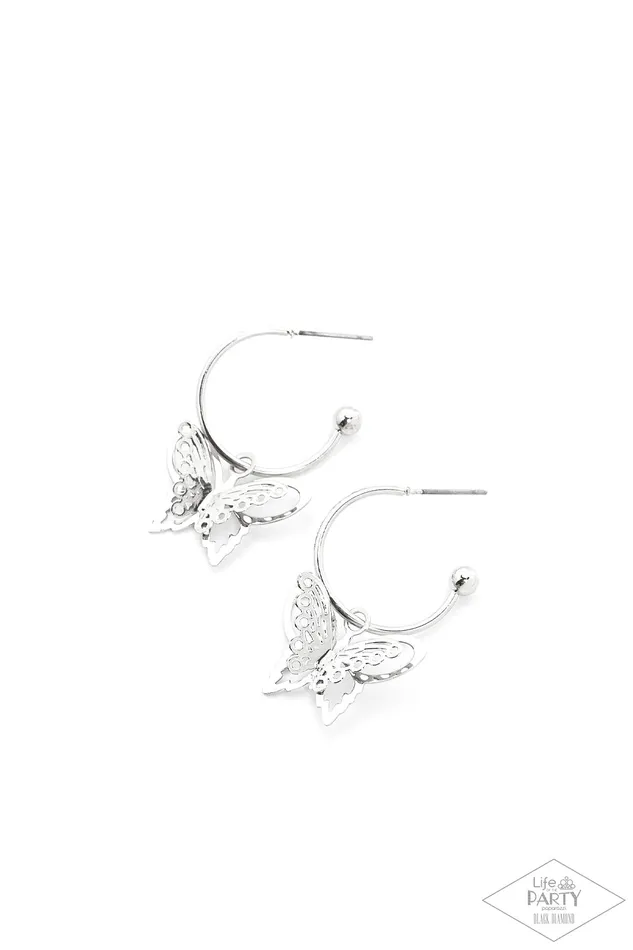 Butterfly Freestyle Silver Tiny Butterfly Hoop Earrings Paparazzi Paparazzi Accessories Earrings Butterfly Freestyle Silver Tiny Butterfly Hoop Earrings Paparazzi Paparazzi Accessories Earrings