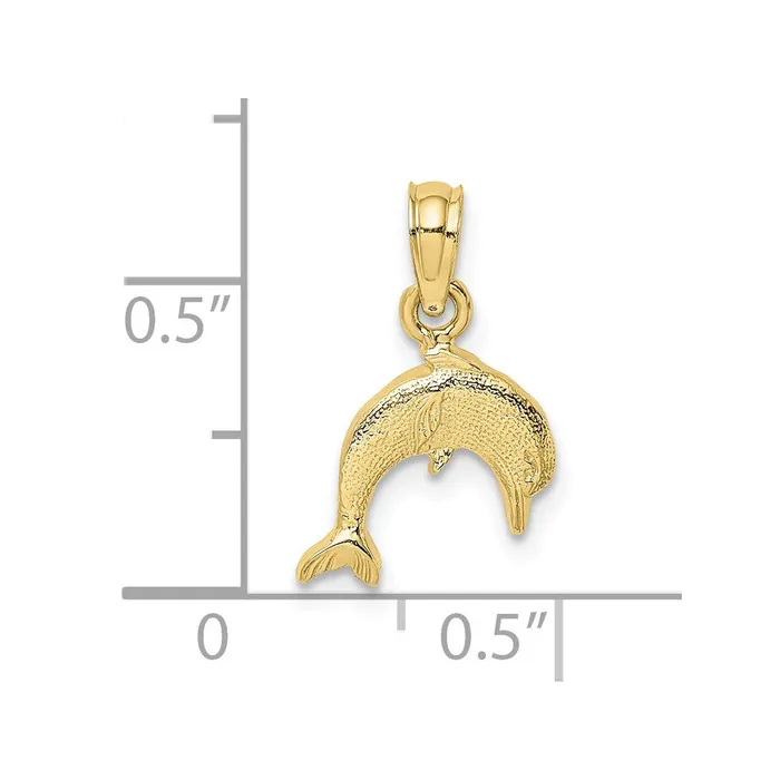 Charm Necklaces 10k Yellow Gold 1235 mm Textured Mini Dolphin Jumping Charm 049 grams Qgold Charm Necklaces 10k Yellow Gold 1235 mm Textured Mini Dolphin Jumping Charm 049 grams Qgold