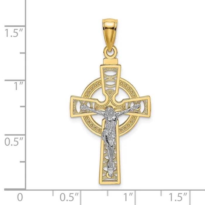 Charm Necklaces 14k Twotone 18 mm Celtic Crucifix w Eternity Circle Charm 169 grams Qgold Charm Necklaces 14k Twotone 18 mm Celtic Crucifix w Eternity Circle Charm 169 grams Qgold