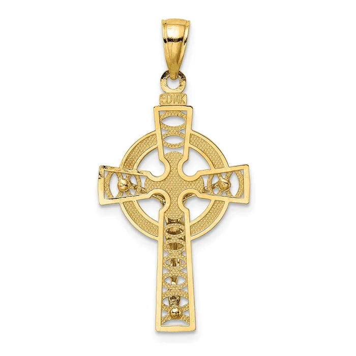 Charm Necklaces 14k Twotone 18 mm Celtic Crucifix w Eternity Circle Charm 169 grams Qgold Charm Necklaces 14k Twotone 18 mm Celtic Crucifix w Eternity Circle Charm 169 grams Qgold