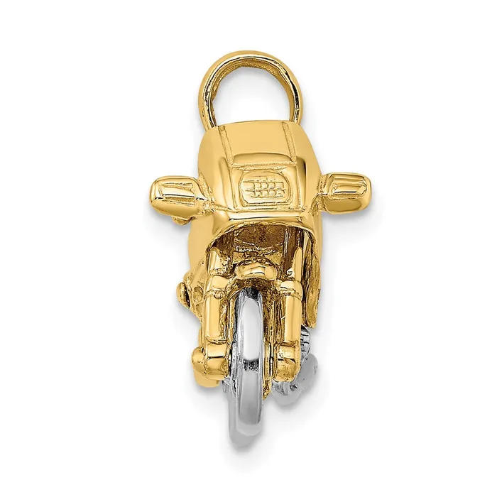 Charm Necklaces 14k Twotone 252 mm 3D Moveable Motorcycle Charm 565 grams Qgold Charm Necklaces 14k Twotone 252 mm 3D Moveable Motorcycle Charm 565 grams Qgold