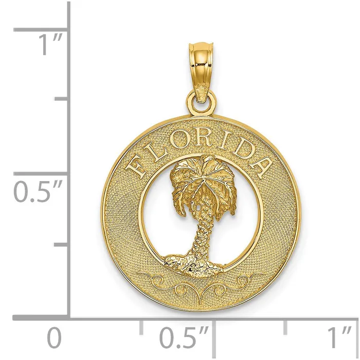 Charm Necklaces 14k Yellow Gold 191 mm FLORIDA wPalm Tree Circle Charm 189 grams Qgold Charm Necklaces 14k Yellow Gold 191 mm FLORIDA wPalm Tree Circle Charm 189 grams Qgold