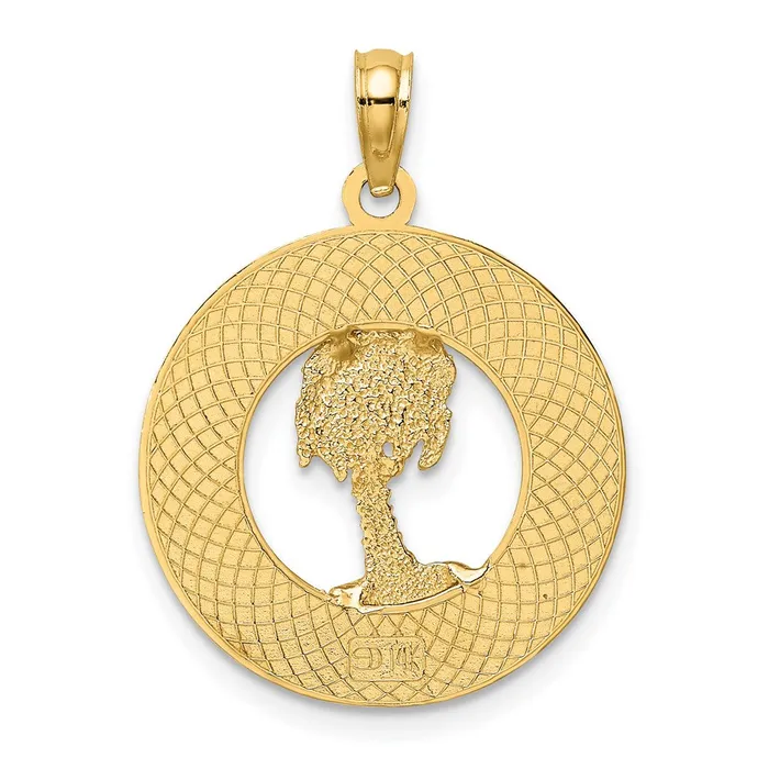 Charm Necklaces 14k Yellow Gold 191 mm FLORIDA wPalm Tree Circle Charm 189 grams Qgold Charm Necklaces 14k Yellow Gold 191 mm FLORIDA wPalm Tree Circle Charm 189 grams Qgold