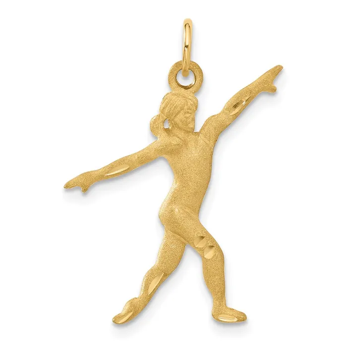 Charm Necklaces 14k Yellow Gold 25 mm Gymnast Charm 189 grams Qgold