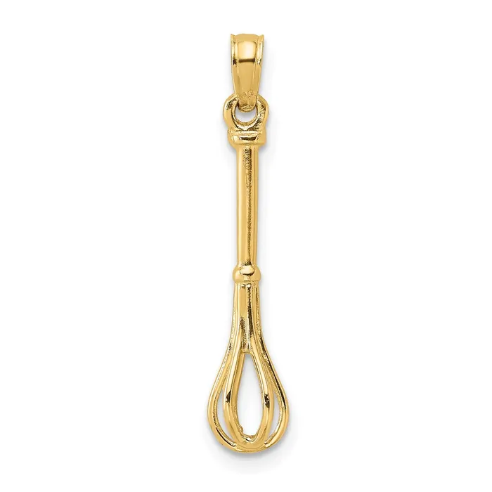 Charm Necklaces 14k Yellow Gold 46 mm 3D Polished Whisk Charm 077 grams Qgold Charm Necklaces 14k Yellow Gold 46 mm 3D Polished Whisk Charm 077 grams Qgold