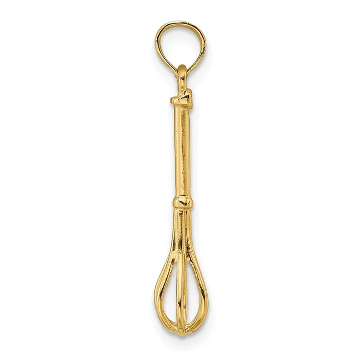 Charm Necklaces 14k Yellow Gold 46 mm 3D Polished Whisk Charm 077 grams Qgold Charm Necklaces 14k Yellow Gold 46 mm 3D Polished Whisk Charm 077 grams Qgold