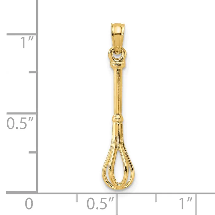 Charm Necklaces 14k Yellow Gold 46 mm 3D Polished Whisk Charm 077 grams Qgold Charm Necklaces 14k Yellow Gold 46 mm 3D Polished Whisk Charm 077 grams Qgold