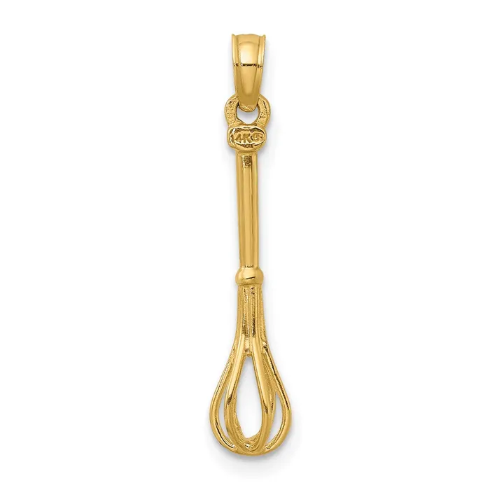 Charm Necklaces 14k Yellow Gold 46 mm 3D Polished Whisk Charm 077 grams Qgold Charm Necklaces 14k Yellow Gold 46 mm 3D Polished Whisk Charm 077 grams Qgold