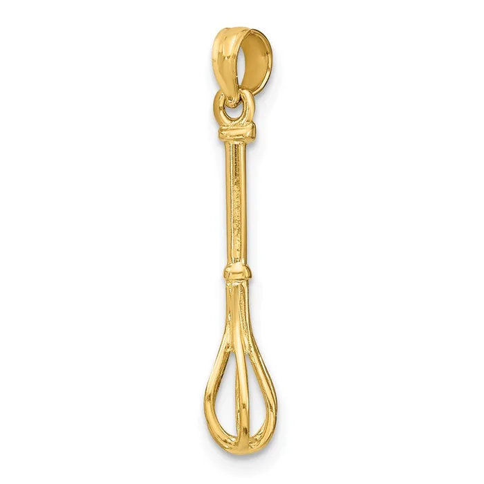 Charm Necklaces 14k Yellow Gold 46 mm 3D Polished Whisk Charm 077 grams Qgold Charm Necklaces 14k Yellow Gold 46 mm 3D Polished Whisk Charm 077 grams Qgold