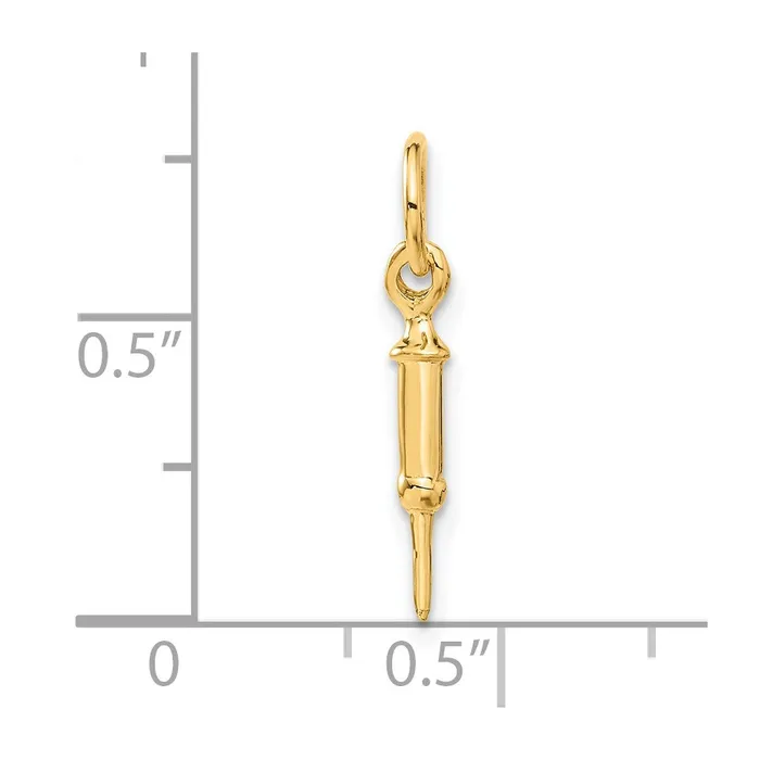 Charm Necklaces 14k Yellow Gold 5 mm Doctors Syringe Charm 042 grams Qgold Charm Necklaces 14k Yellow Gold 5 mm Doctors Syringe Charm 042 grams Qgold
