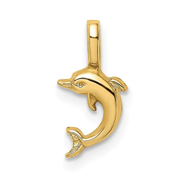 Charm Necklaces 14k Yellow Gold 7 mm Mini Jumping Dolphin with Fixed Bail Charm 032 grams Qgold Charm Necklaces 14k Yellow Gold 7 mm Mini Jumping Dolphin with Fixed Bail Charm 032 grams Qgold