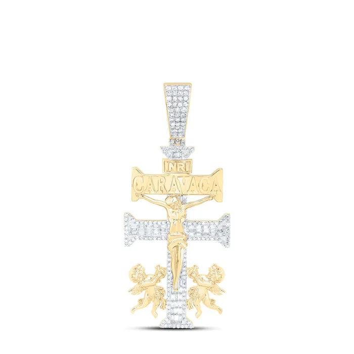 Charm Necklaces GND 10Kt Gold 1 14CtwDia Nk La Cruz De Caravaca Plata Cross Mens Charm