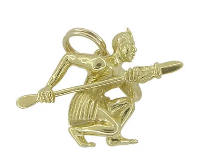 Charm Necklaces Maori Warrior Charm in 18 Karat Gold Antique Jewelry Mall