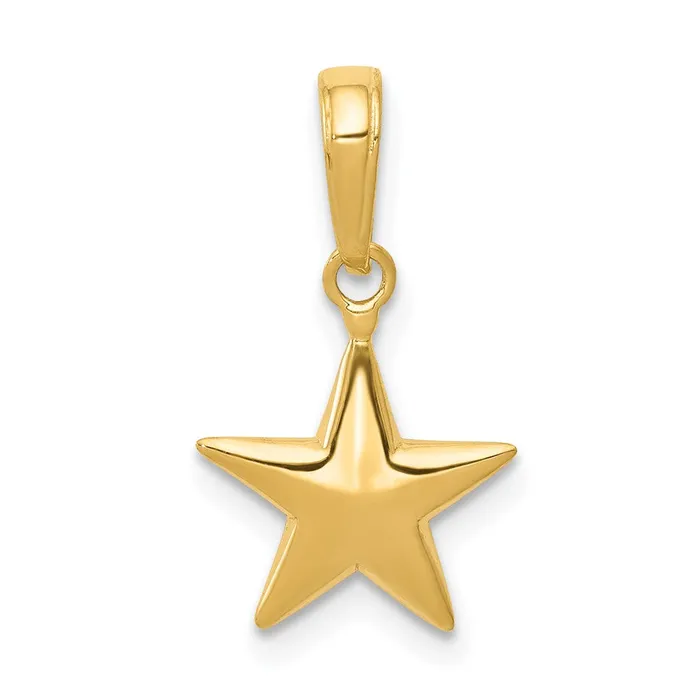 Charm Necklaces Qgold 10k Yellow Gold 11 mm Small Polished 3D Star Charm 081 grams Charm Necklaces Qgold 10k Yellow Gold 11 mm Small Polished 3D Star Charm 081 grams