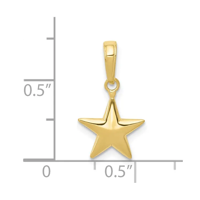 Charm Necklaces Qgold 10k Yellow Gold 11 mm Small Polished 3D Star Charm 081 grams Charm Necklaces Qgold 10k Yellow Gold 11 mm Small Polished 3D Star Charm 081 grams