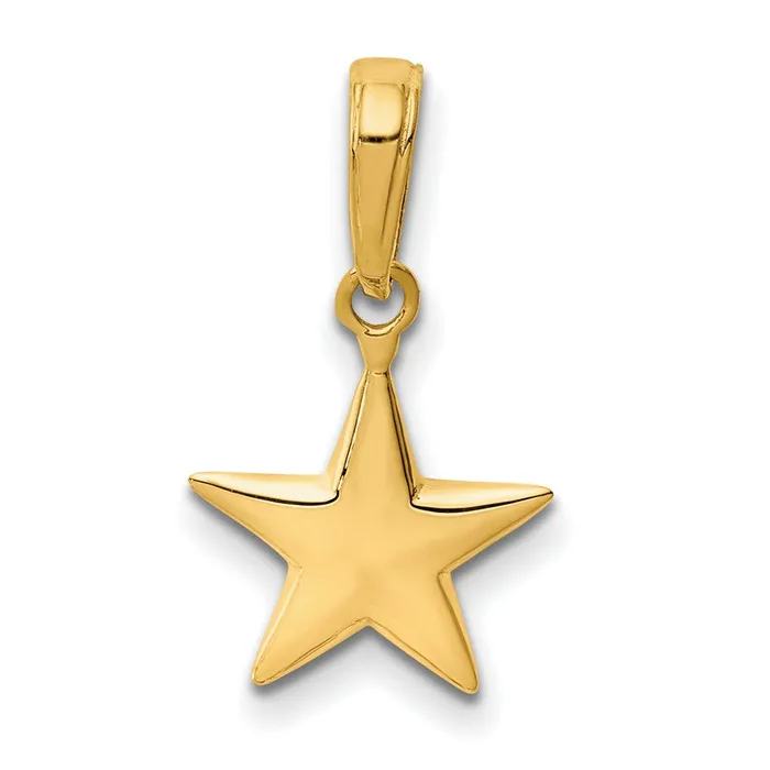 Charm Necklaces Qgold 10k Yellow Gold 11 mm Small Polished 3D Star Charm 081 grams Charm Necklaces Qgold 10k Yellow Gold 11 mm Small Polished 3D Star Charm 081 grams