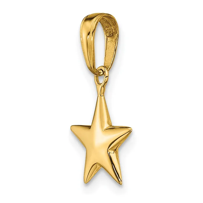 Charm Necklaces Qgold 10k Yellow Gold 11 mm Small Polished 3D Star Charm 081 grams Charm Necklaces Qgold 10k Yellow Gold 11 mm Small Polished 3D Star Charm 081 grams