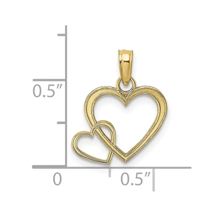 Charm Necklaces Qgold 10k Yellow Gold 142 mm Flat Two Hearts Intertwined Charm 052 grams Charm Necklaces Qgold 10k Yellow Gold 142 mm Flat Two Hearts Intertwined Charm 052 grams