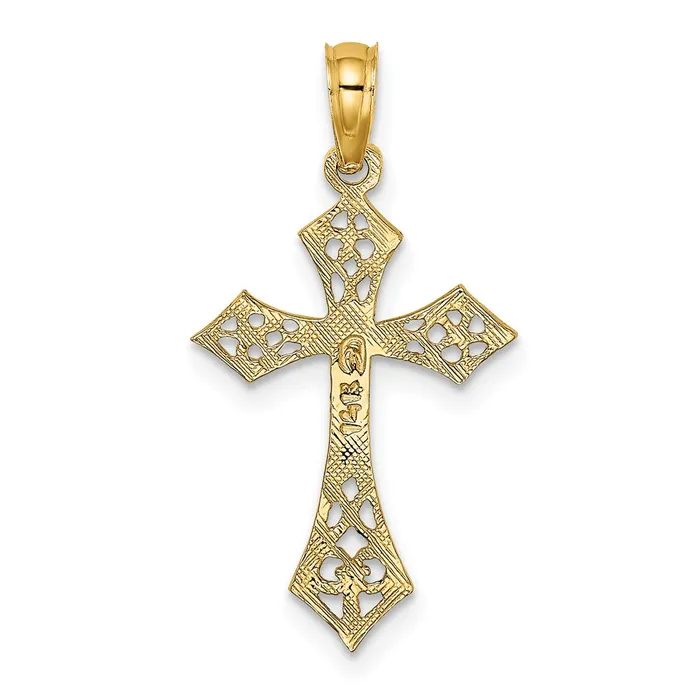 Charm Necklaces Qgold 10k Yellow Gold 14 mm Filigree Cross Charm 056 grams Charm Necklaces Qgold 10k Yellow Gold 14 mm Filigree Cross Charm 056 grams