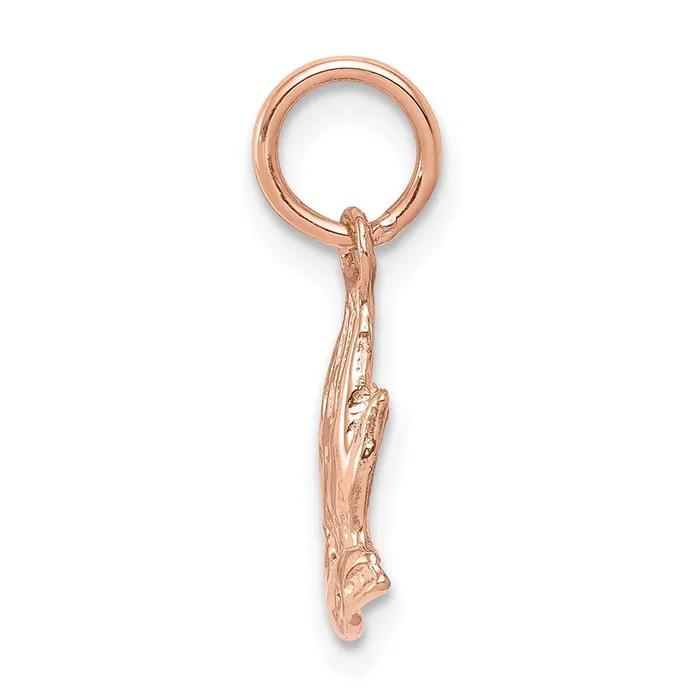 Charm Necklaces Qgold 14k Rose Gold 6 mm Praying Hands Charm 045 grams