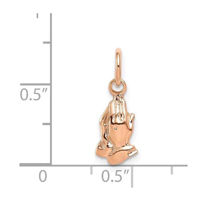 Charm Necklaces Qgold 14k Rose Gold 6 mm Praying Hands Charm 045 grams