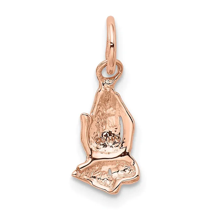 Charm Necklaces Qgold 14k Rose Gold 6 mm Praying Hands Charm 045 grams