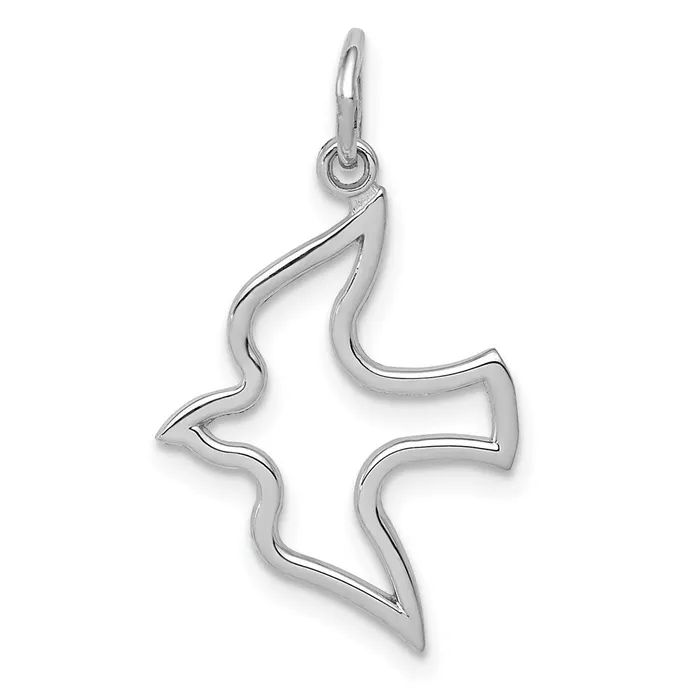 Charm Necklaces Qgold 14k White Gold 15 mm Dove Charm 068 grams