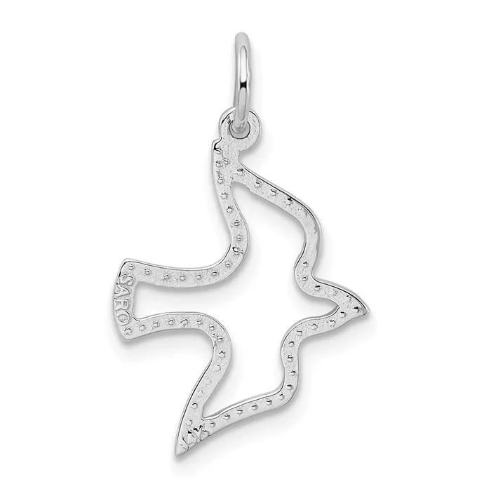 Charm Necklaces Qgold 14k White Gold 15 mm Dove Charm 068 grams