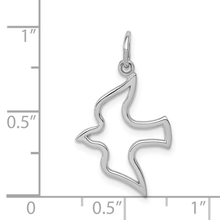 Charm Necklaces Qgold 14k White Gold 15 mm Dove Charm 068 grams