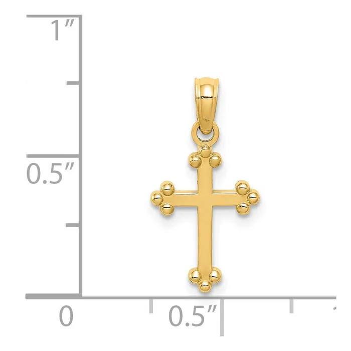 Charm Necklaces Qgold 14k Yellow Gold 11 mm Budded Cross Charm 061 grams Charm Necklaces Qgold 14k Yellow Gold 11 mm Budded Cross Charm 061 grams