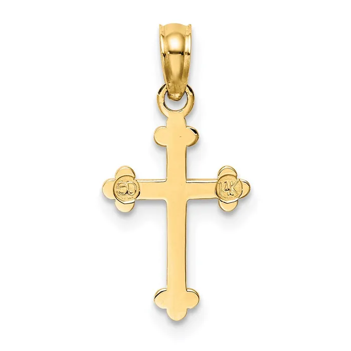 Charm Necklaces Qgold 14k Yellow Gold 11 mm Budded Cross Charm 061 grams Charm Necklaces Qgold 14k Yellow Gold 11 mm Budded Cross Charm 061 grams