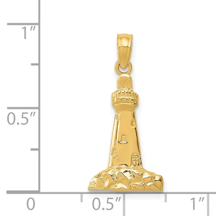 Charm Necklaces Qgold 14k Yellow Gold 11 mm CAPE MAY Lighthouse Charm 084 grams Charm Necklaces Qgold 14k Yellow Gold 11 mm CAPE MAY Lighthouse Charm 084 grams