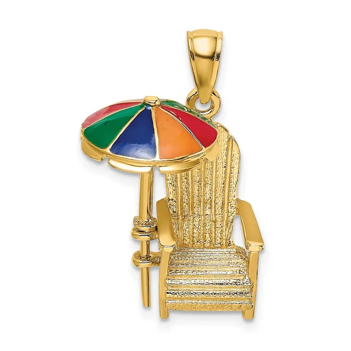 Charm Necklaces Qgold 14k Yellow Gold 1615 mm 3D w Enamel Umbrella Beach Chair Charm 428 grams Charm Necklaces Qgold 14k Yellow Gold 1615 mm 3D w Enamel Umbrella Beach Chair Charm 428 grams