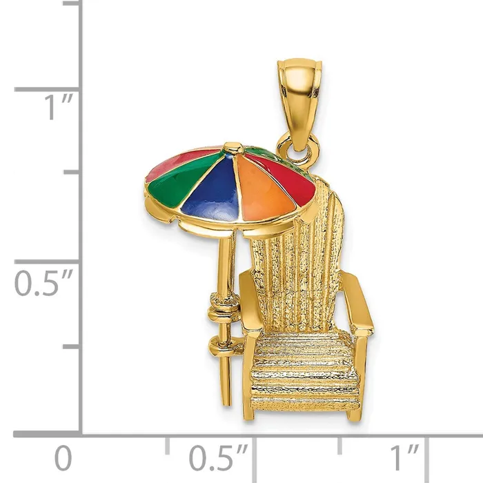 Charm Necklaces Qgold 14k Yellow Gold 1615 mm 3D w Enamel Umbrella Beach Chair Charm 428 grams Charm Necklaces Qgold 14k Yellow Gold 1615 mm 3D w Enamel Umbrella Beach Chair Charm 428 grams