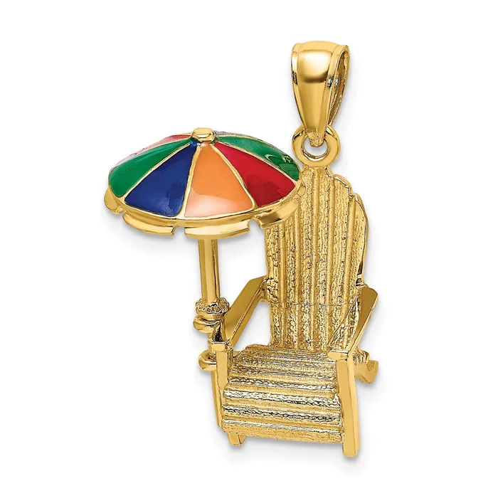 Charm Necklaces Qgold 14k Yellow Gold 1615 mm 3D w Enamel Umbrella Beach Chair Charm 428 grams Charm Necklaces Qgold 14k Yellow Gold 1615 mm 3D w Enamel Umbrella Beach Chair Charm 428 grams