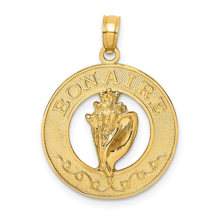 Charm Necklaces Qgold 14k Yellow Gold 188 mm BONAIRE Circle w Conch Shell Charm 218 grams Charm Necklaces Qgold 14k Yellow Gold 188 mm BONAIRE Circle w Conch Shell Charm 218 grams