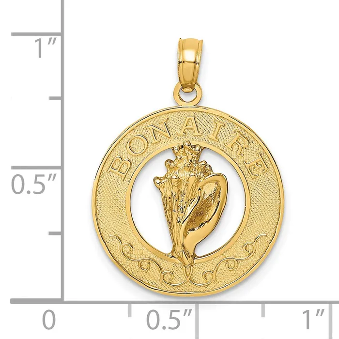 Charm Necklaces Qgold 14k Yellow Gold 188 mm BONAIRE Circle w Conch Shell Charm 218 grams Charm Necklaces Qgold 14k Yellow Gold 188 mm BONAIRE Circle w Conch Shell Charm 218 grams
