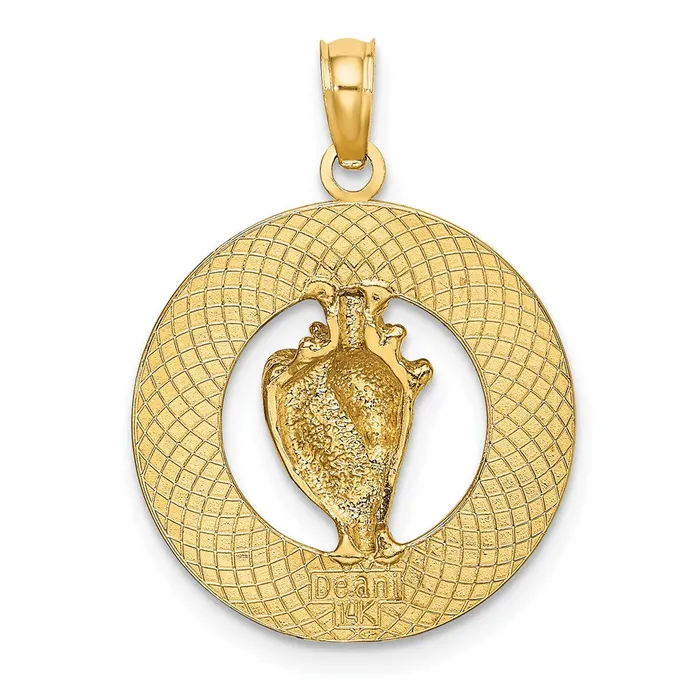 Charm Necklaces Qgold 14k Yellow Gold 188 mm BONAIRE Circle w Conch Shell Charm 218 grams Charm Necklaces Qgold 14k Yellow Gold 188 mm BONAIRE Circle w Conch Shell Charm 218 grams