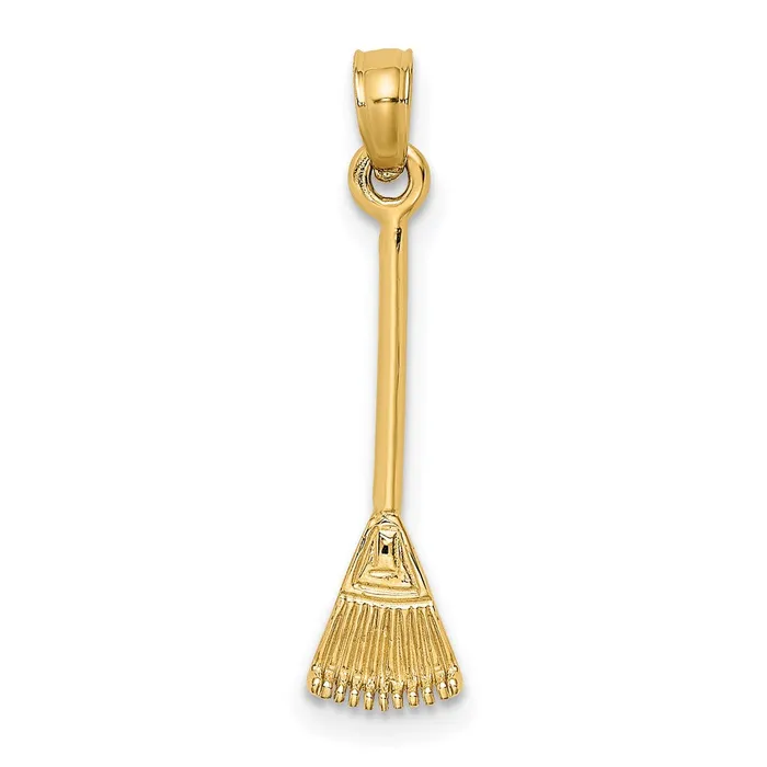 Charm Necklaces Qgold 14k Yellow Gold 53 mm 3D Leaf Rake Garden Tool Charm 042 grams Charm Necklaces Qgold 14k Yellow Gold 53 mm 3D Leaf Rake Garden Tool Charm 042 grams